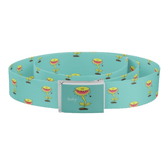 Funny carnivorous Venus fly trap plant cartoon Belt (Coil)