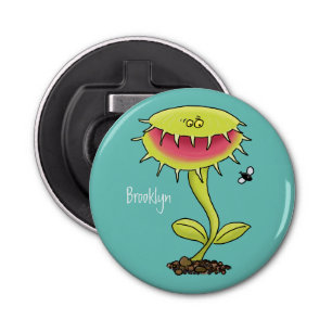 Funny carnivorous Venus fly trap plant cartoon Bottle Opener