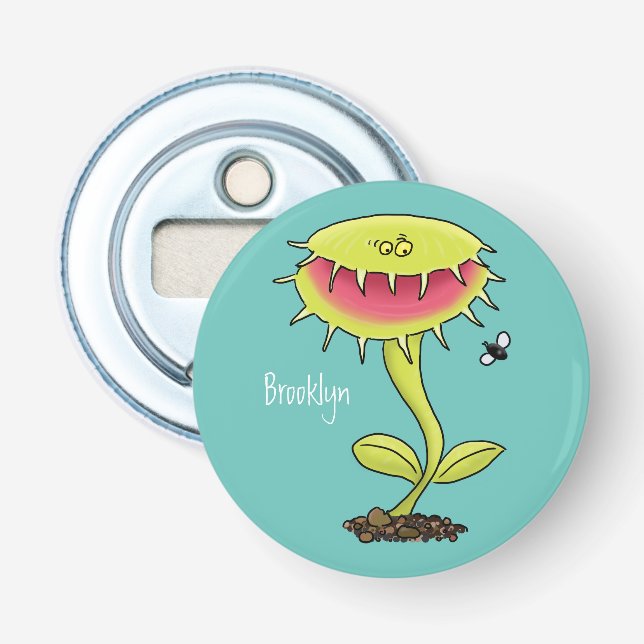 Funny carnivorous Venus fly trap plant cartoon Bottle Opener (Front)
