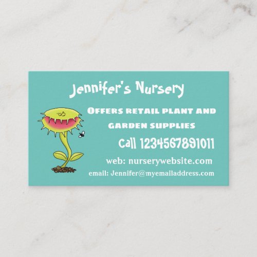 Funny carnivorous Venus fly trap plant cartoon Business Card