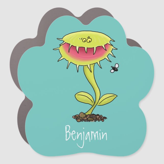Funny carnivorous Venus fly trap plant cartoon Car Magnet (Front)