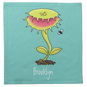 Funny carnivorous Venus fly trap plant cartoon Cloth Napkin