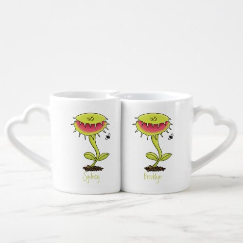 Funny carnivorous Venus fly trap plant cartoon Coffee Mug Set