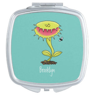 Funny carnivorous Venus fly trap plant cartoon Compact Mirror