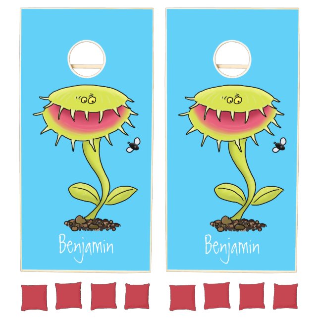 Funny carnivorous Venus fly trap plant cartoon Cornhole Set (Set)