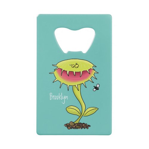 Funny carnivorous Venus fly trap plant cartoon Credit Card Bottle Opener