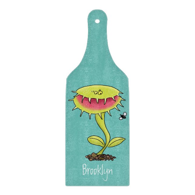 Funny carnivorous Venus fly trap plant cartoon Cutting Board (Front)