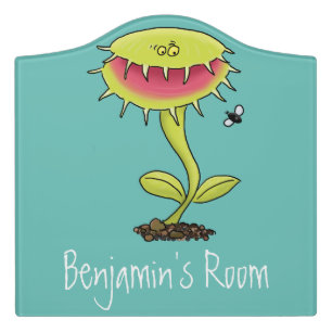 Funny carnivorous Venus fly trap plant cartoon Door Sign