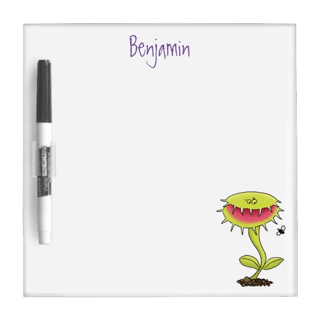 Funny carnivorous Venus fly trap plant cartoon Dry Erase Board (Front)