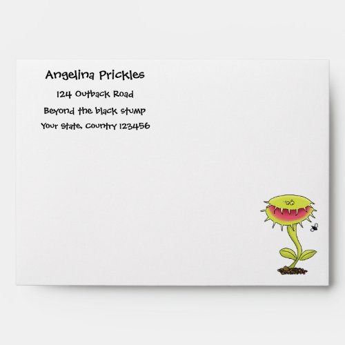 Funny carnivorous Venus fly trap plant cartoon Envelope