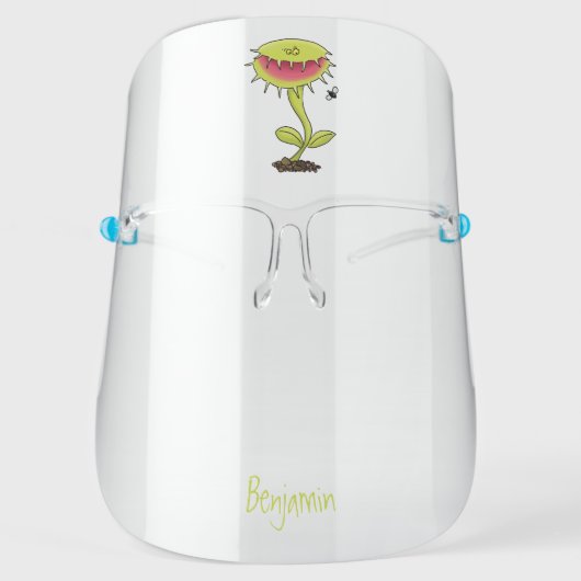 Funny carnivorous Venus fly trap plant cartoon Face Shield (Front)
