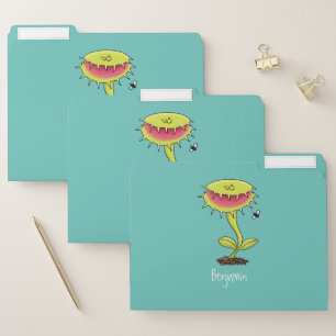 Funny carnivorous Venus fly trap plant cartoon File Folder