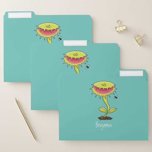 Funny carnivorous Venus fly trap plant cartoon File Folder (Set)