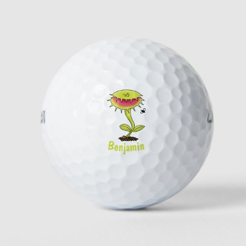 Funny carnivorous Venus fly trap plant cartoon Golf Balls