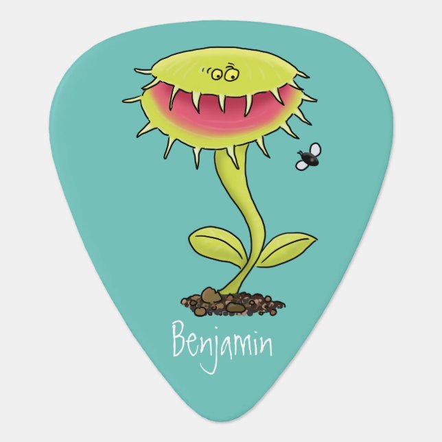 Funny carnivorous Venus fly trap plant cartoon Guitar Pick (Front)