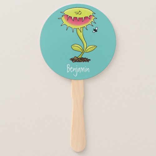 Funny carnivorous Venus fly trap plant cartoon Hand Fan