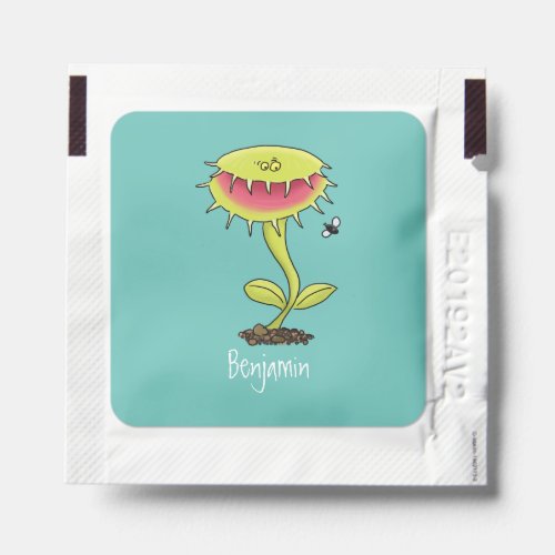 Funny carnivorous Venus fly trap plant cartoon Hand Sanitizer Packet