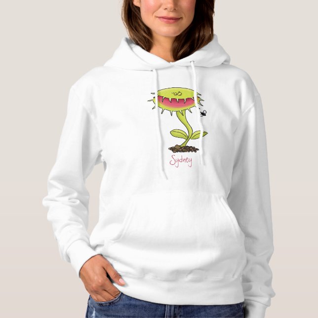 Funny carnivorous Venus fly trap plant cartoon Hoodie (Front)
