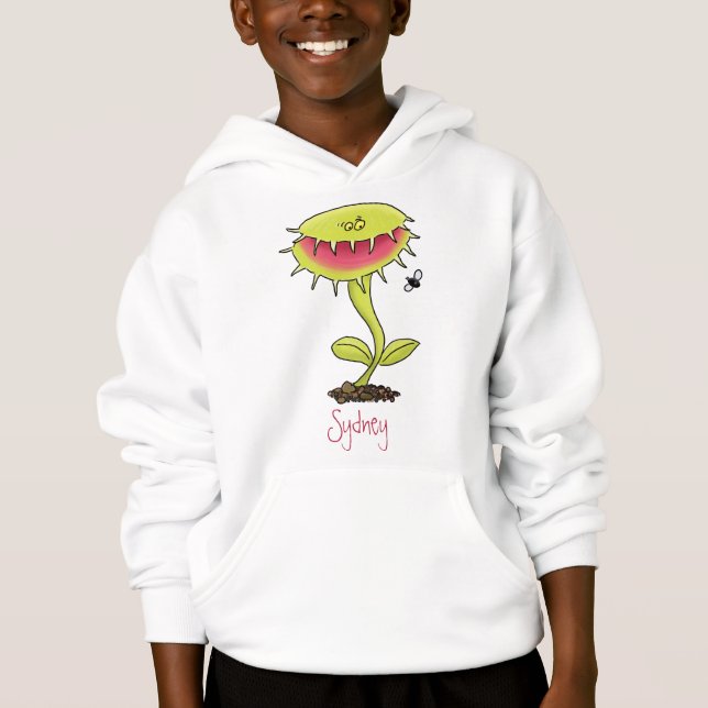 Funny carnivorous Venus fly trap plant cartoon Hoodie (Front)