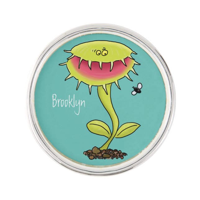 Funny carnivorous Venus fly trap plant cartoon Lapel Pin (Front)