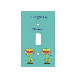 Funny carnivorous Venus fly trap plant cartoon Light Switch Cover