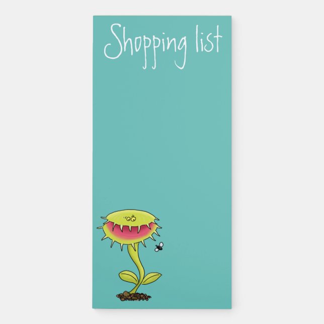 Funny carnivorous Venus fly trap plant cartoon Magnetic Notepad (Front)
