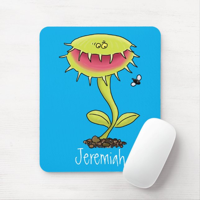 Funny carnivorous Venus fly trap plant cartoon Mouse Pad (With Mouse)