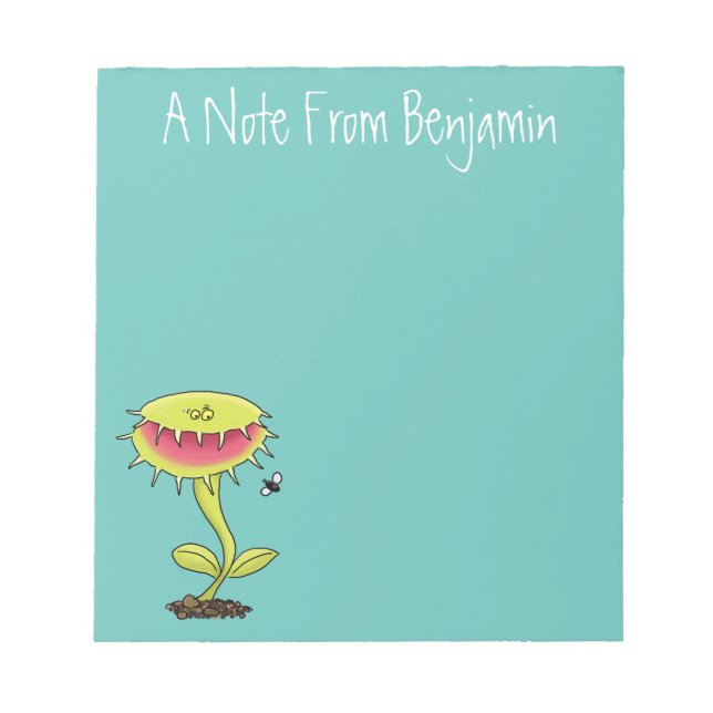 Funny carnivorous Venus fly trap plant cartoon Notepad (Front)
