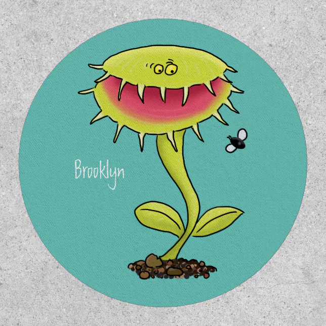 Funny carnivorous Venus fly trap plant cartoon Patch | Zazzle