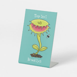 Funny carnivorous Venus fly trap plant cartoon Pedestal Sign