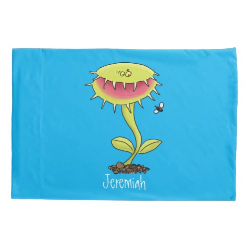 Funny carnivorous Venus fly trap plant cartoon Pillow Case