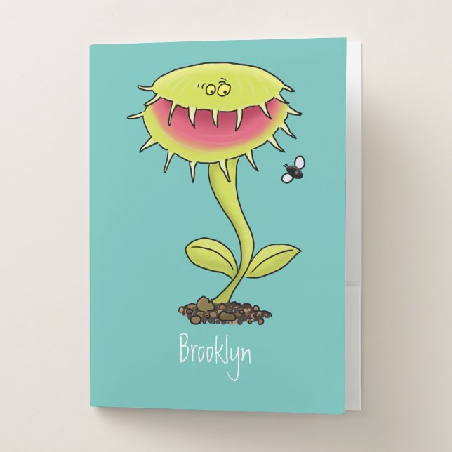 Funny carnivorous Venus fly trap plant cartoon Pocket Folder (Front)