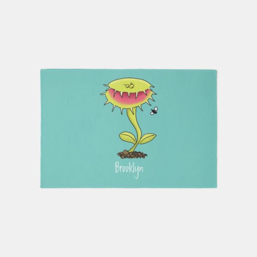 Funny carnivorous Venus fly trap plant cartoon Rug