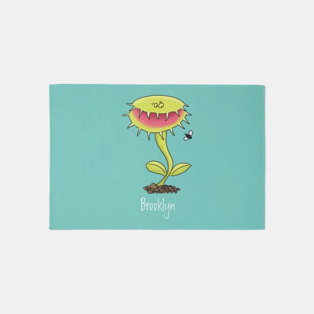 Funny carnivorous Venus fly trap plant cartoon Rug (Front)