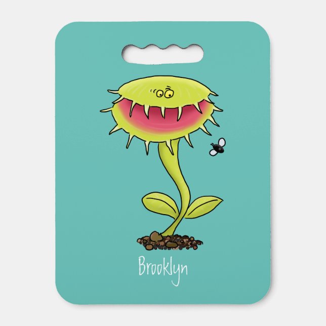 Funny carnivorous Venus fly trap plant cartoon Seat Cushion (Front Vertical)