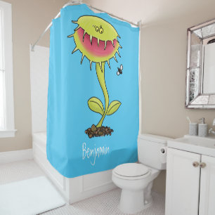 Funny carnivorous Venus fly trap plant cartoon Shower Curtain