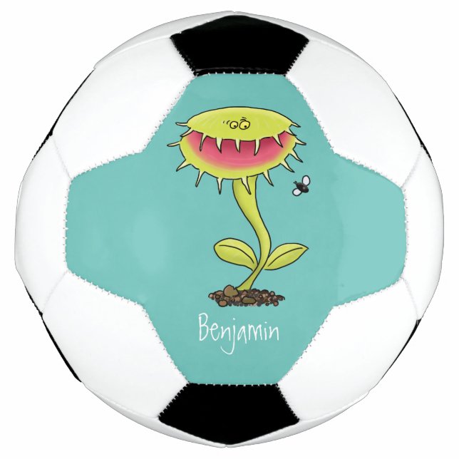 Funny carnivorous Venus fly trap plant cartoon Soccer Ball (Front)