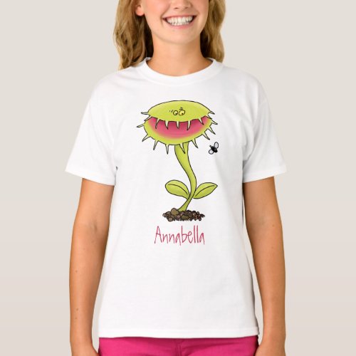 Funny carnivorous Venus fly trap plant cartoon T_Shirt