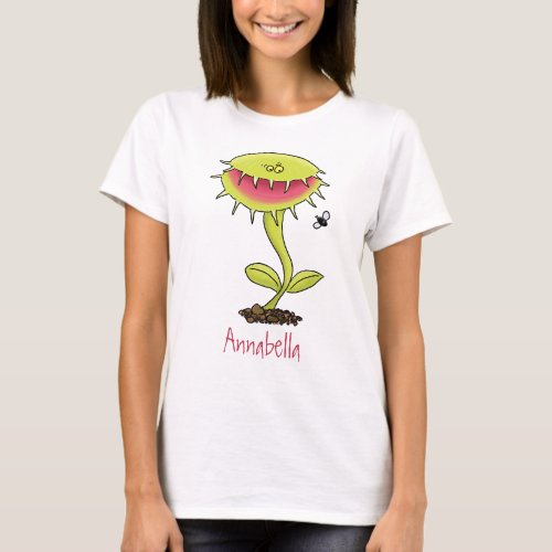 Funny carnivorous Venus fly trap plant cartoon T_Shirt