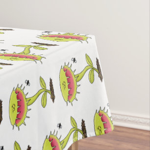 Funny carnivorous Venus fly trap plant cartoon Tablecloth