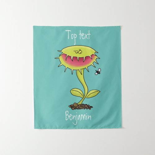 Funny carnivorous Venus fly trap plant cartoon Tapestry