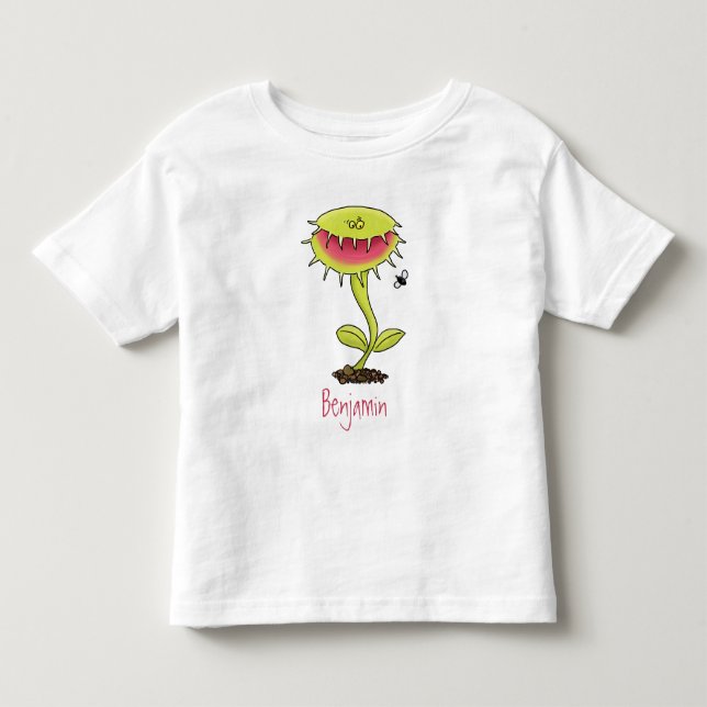 Funny carnivorous Venus fly trap plant cartoon Toddler T-shirt (Front)