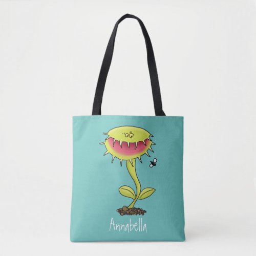 Funny carnivorous Venus fly trap plant cartoon Tote Bag