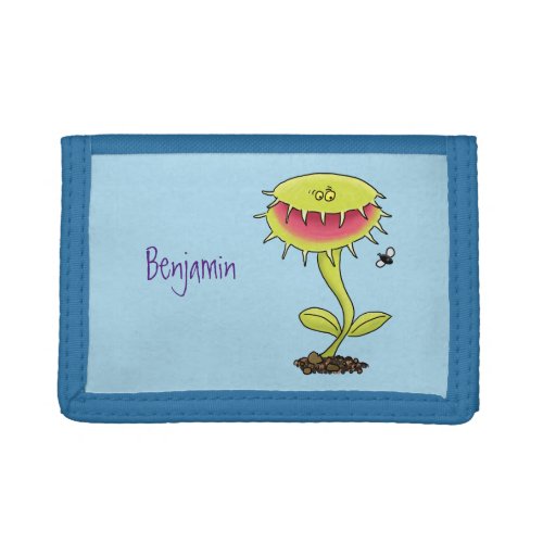 Funny carnivorous Venus fly trap plant cartoon Trifold Wallet