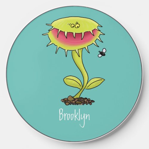 Funny carnivorous Venus fly trap plant cartoon Wireless Charger