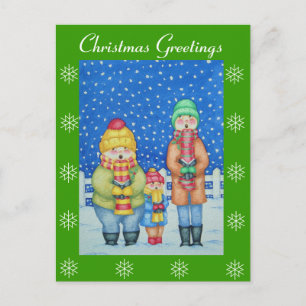 funny carol singers in the snow christmas design holiday postcard