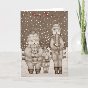 funny carol singers in the snow christmas holiday card