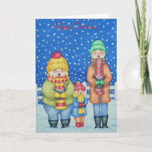 funny carol singers in the snow christmas holiday card