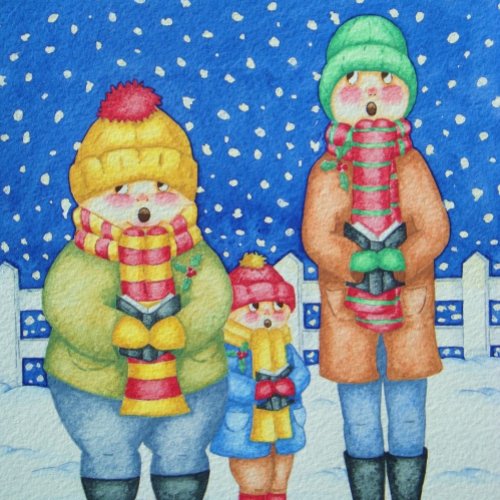 funny carol singers in the snow christmas kids jigsaw puzzle