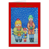 funny carol singers snow scene at christmas (Front)